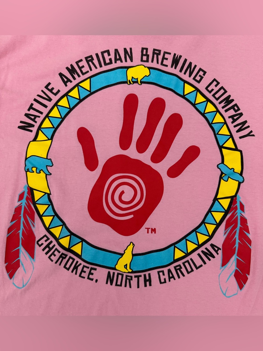 Native Brews Cherokee NC Brewery Graphic T-Shirt Pink Beer Tee
